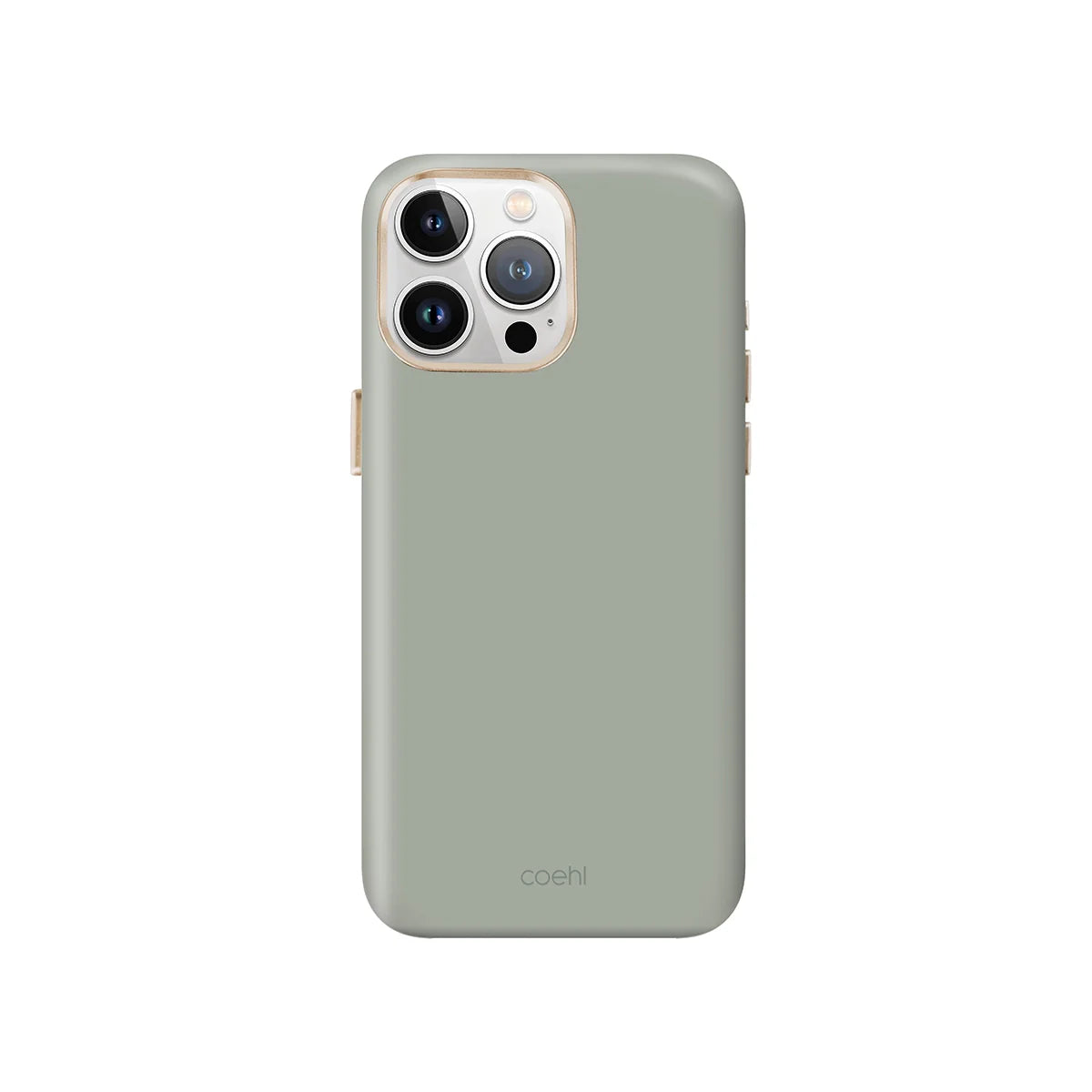 Funda con correa incluida, detalles metálicos, compatible con MagSafe color Verde Salvia para iPhone 15 Pro Max