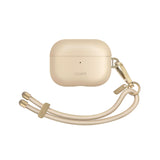 Funda fabricada en piel sintética con correa incluida color Crema para AirPods Pro 2ª generación