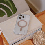 Funda con acabado brillante, compatible con MagSafe color Rose Gold para iPhone 15 Pro Max