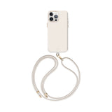 Funda con correa incluida, detalles metálicos, compatible con MagSafe color Marfil para iPhone 15 Pro Max